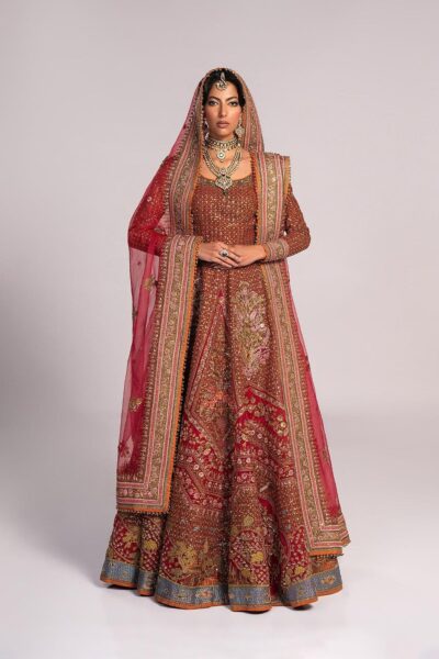 Latest Pakistani Bridal Rust Lehenga Choli