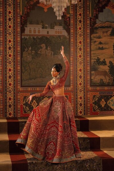 Latest Pakistani Bridal Rust Lehenga Choli