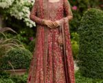 Bridal Deep Pink Open Shirt Lehenga