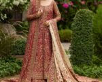 Bridal Deep Pink Open Shirt Lehenga