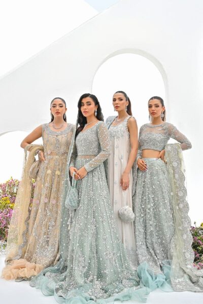 Latest Pakistani Bridal Kalidar Gown Lehenga