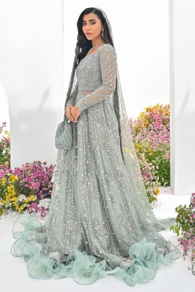 Latest Pakistani Bridal Kalidar Gown Lehenga