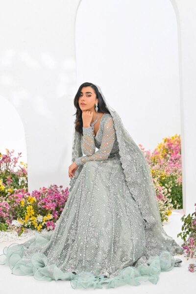 Latest Pakistani Bridal Kalidar Gown Lehenga