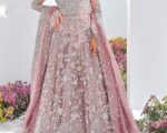 Latest Pakistani Bridal Mauve Gown Lehenga