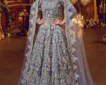 Pakistani Bridal Azure Blue Pishwas Lehenga