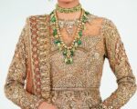 Pakistani Bridal Back Gold Tail Gown