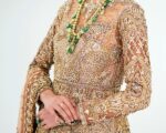 Pakistani Bridal Back Gold Tail Gown