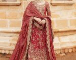 Pakistani Bridal Coral Red Farshi Lehenga