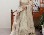 Pakistani Bridal Frock Lehenga In Gold