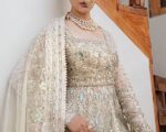 Pakistani Bridal Frock Lehenga In Gold