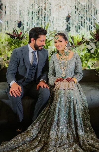 Pakistani Bridal Ice-Blue Royal Maxi