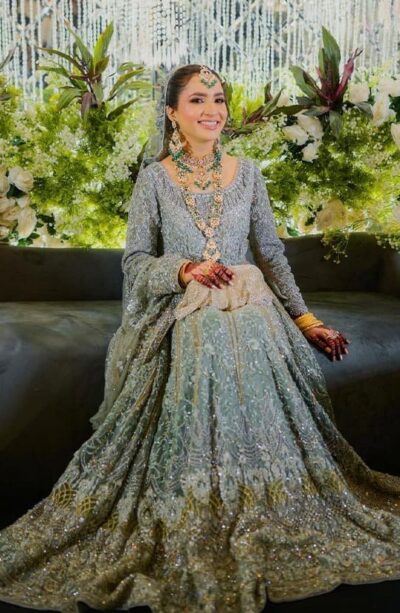 Pakistani Bridal Ice-Blue Royal Maxi