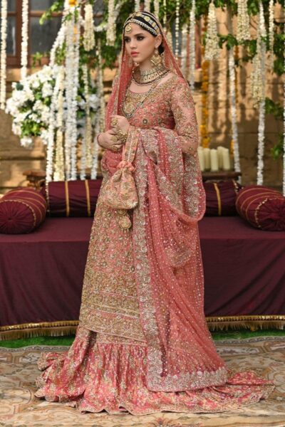 Pakistani Bridal Long Kameez Farshi Lehenga