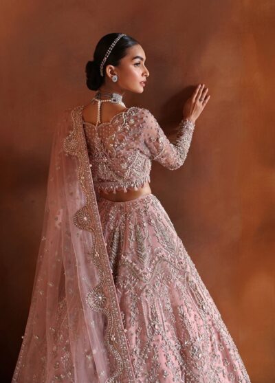 Pakistani Bridal Pink Choli Lehenga Dupatta