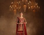 Pakistani Bridal Red Gold Shirt Gharara