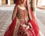 Pakistani Bridal Red Open Pishwas Lehenga