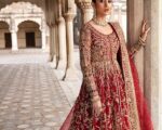 Pakistani Bridal Red Open Pishwas Lehenga