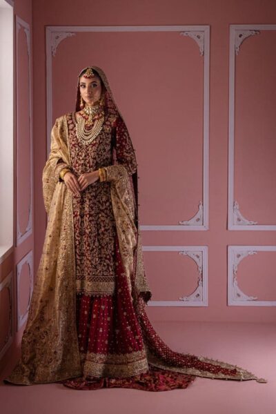 Pakistani Bridal Shirt With Farshi Lehenga