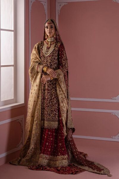 Pakistani Bridal Shirt With Farshi Lehenga