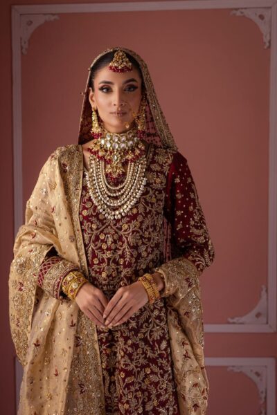 Pakistani Bridal Shirt With Farshi Lehenga