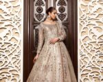 Pakistani Bridal Silver-Grey Pishwas Lehenga