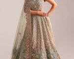 Pakistani Bridal Walima Turquoise Lehenga Choli