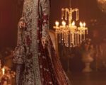 Pakistani Deep Red Long Kameez Lehenga