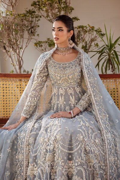 Pakistani Wedding Bridal Blue Gown Lehenga