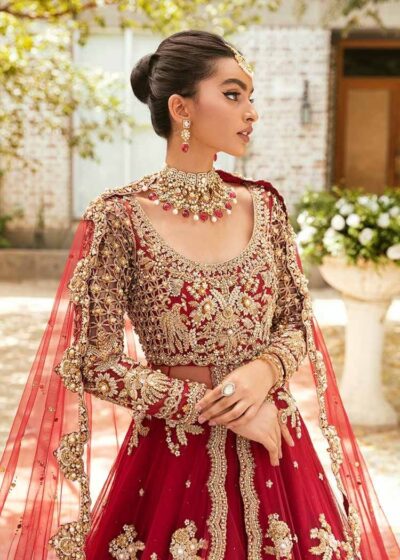 Red Bridal Pakistani Pishwas Lehenga Dress