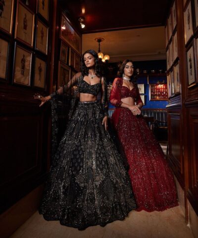 Black Silver Indian Bridal Lehnga Choli