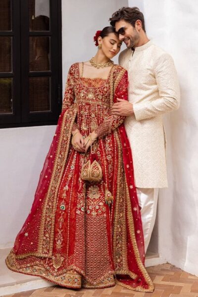 Royal Red Bridal Anarkali Frock Lehenga Wedding outfit