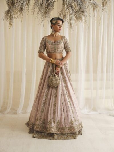 Bridal Powder Pink Lehenga Choli Outfit