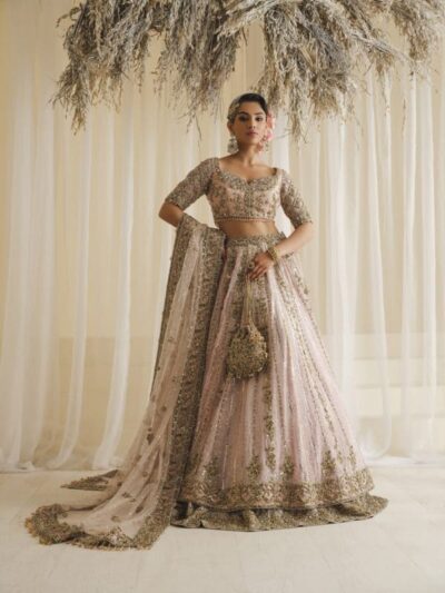 Bridal Powder Pink Lehenga Choli Outfit