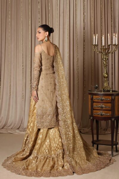 Indian Bridal Gold Long Shirt Gharara