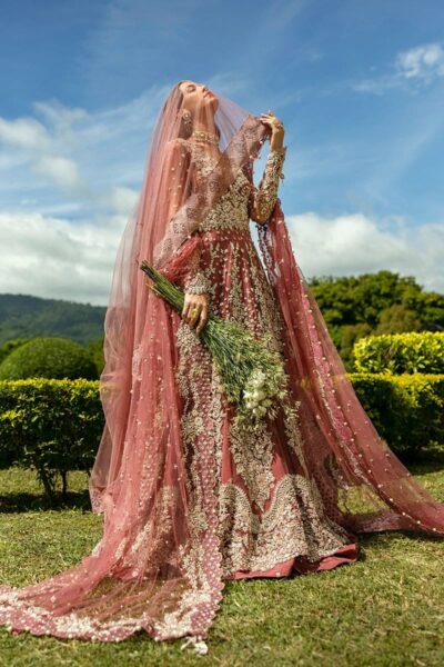 Graceful Tea Pink Pakistani Bridal Gown - Image 5