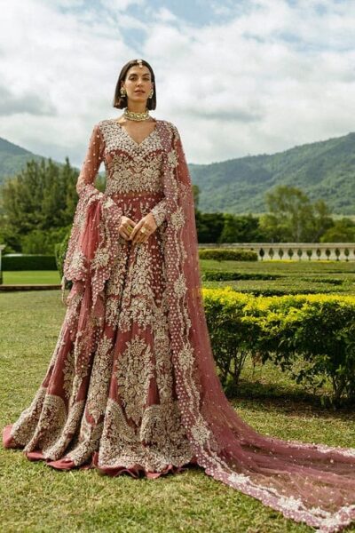 Graceful Tea Pink Pakistani Bridal Gown