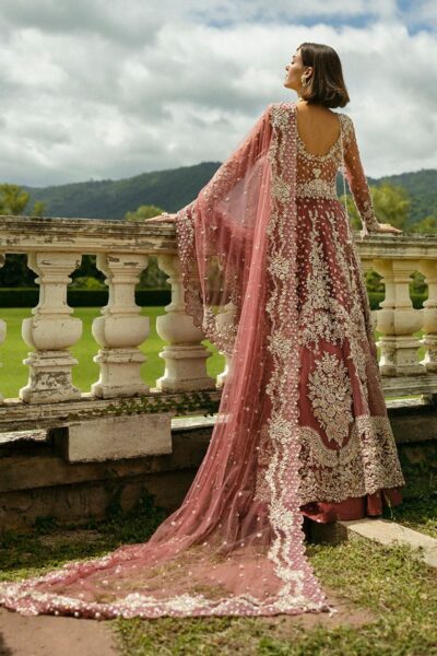 Graceful Tea Pink Pakistani Bridal Gown - Image 2