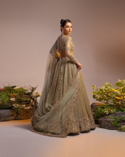 Indian Bridal Ivory Gold Lehenga Choli - Image 2