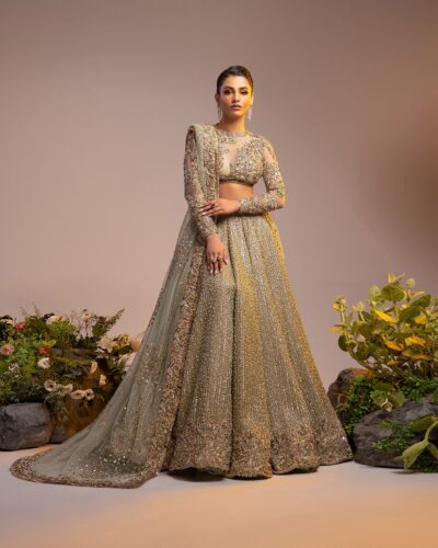 Indian Bridal Ivory Gold Lehenga Choli