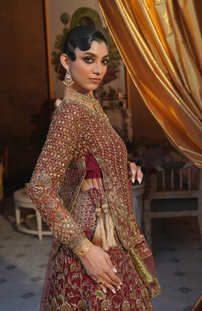 Pakistani Mermaid Bridal Shirt Red Lehenga - Image 3