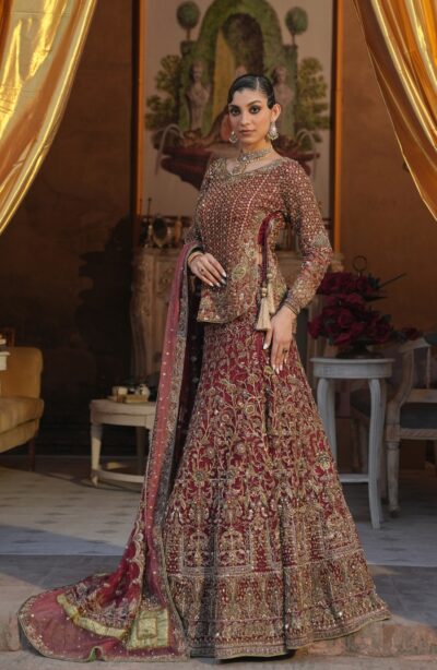 Pakistani Mermaid Bridal Shirt Red Lehenga - Image 6