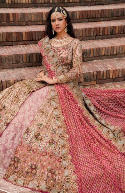 Pakistani Open Anarkali Bridal Frock Lehenga - Image 4