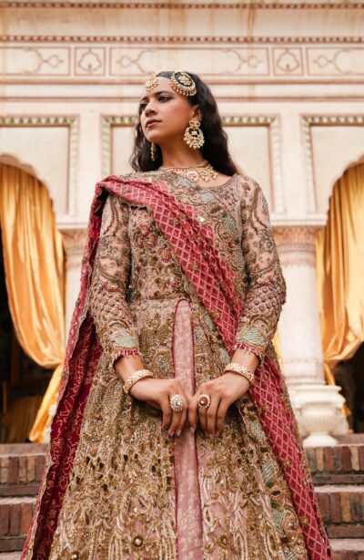 Pakistani Open Anarkali Bridal Frock Lehenga - Image 5