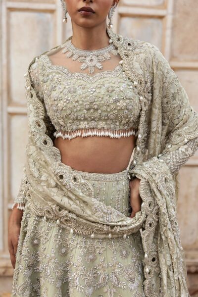 Stylish Pistachio Green Bridal Lehenga Choli - Image 3