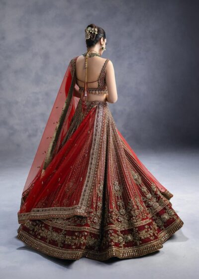 Traditional Red Lehenga Choli Bridal Dress - Image 2