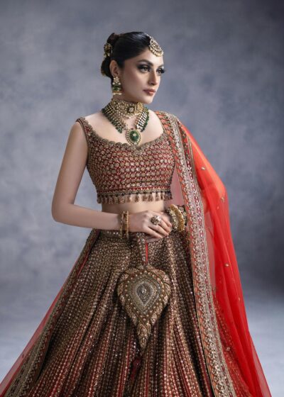 Traditional Red Lehenga Choli Bridal Dress - Image 3