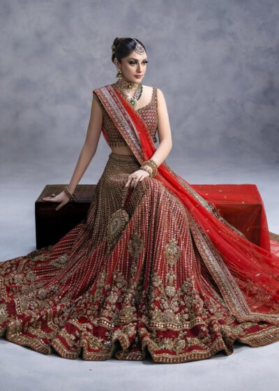 Traditional Red Lehenga Choli Bridal Dress - Image 4