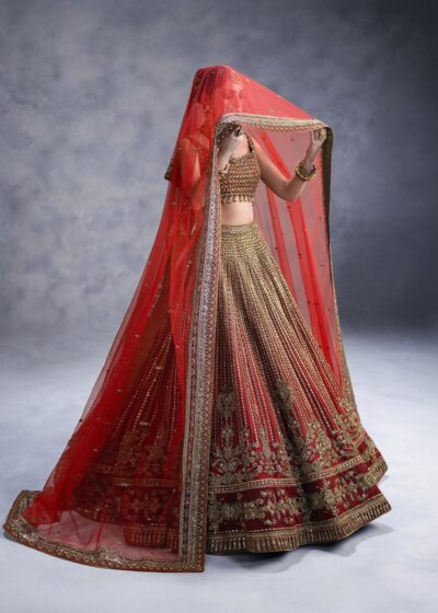 Traditional Red Lehenga Choli Bridal Dress - Image 6