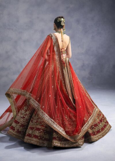 Traditional Red Lehenga Choli Bridal Dress - Image 7