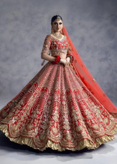 Brunt Red Bridal Lehenga Choli with Dupatta 